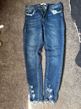 KanCan Mid Blue Distressed Skinny Jeans